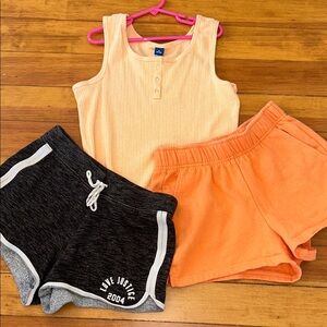 Orange Northface and Black Justice Shorts & Orange Old Navy Tank Top (lot of 3)